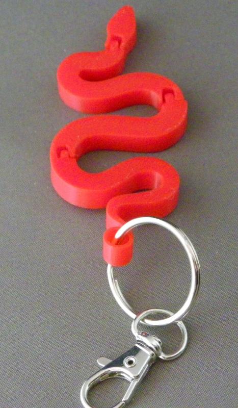 (image for) 3D Prints - Slang Sleutelhanger 4 - Rood (Red)
