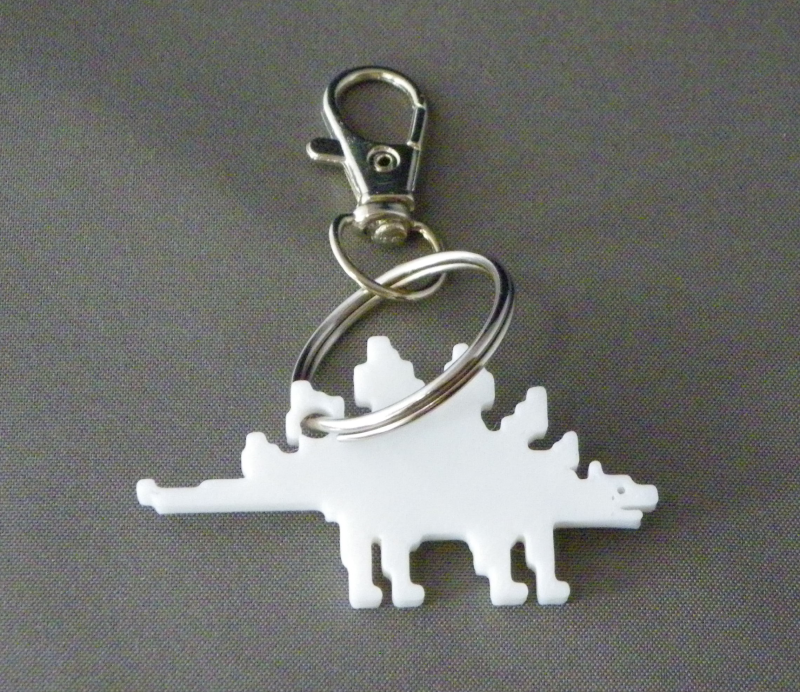 (image for) 3D Prints - Stegosaurus Sleutelhanger 2 - Wit (White)
