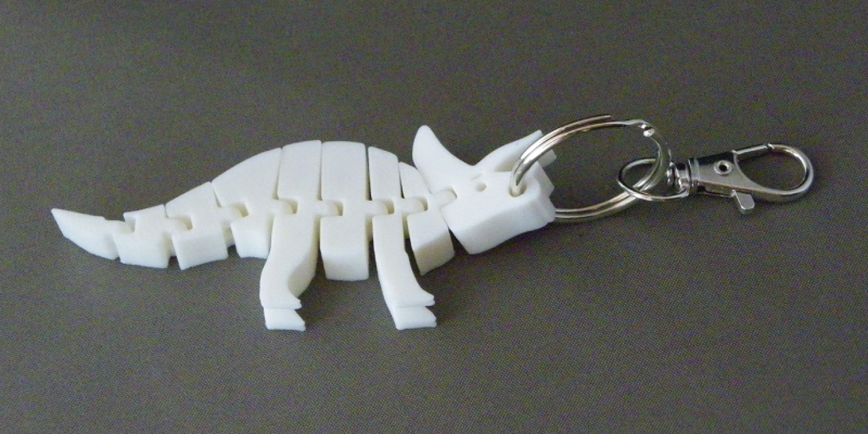 (image for) 3D Prints - Triceratops Sleutelhanger 4 - Wit (White)