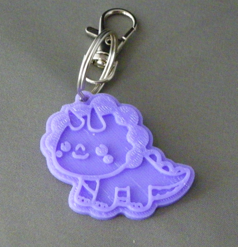 (image for) 3D Prints - Triceratops Sleutelhanger 2 - Paars (Purple)