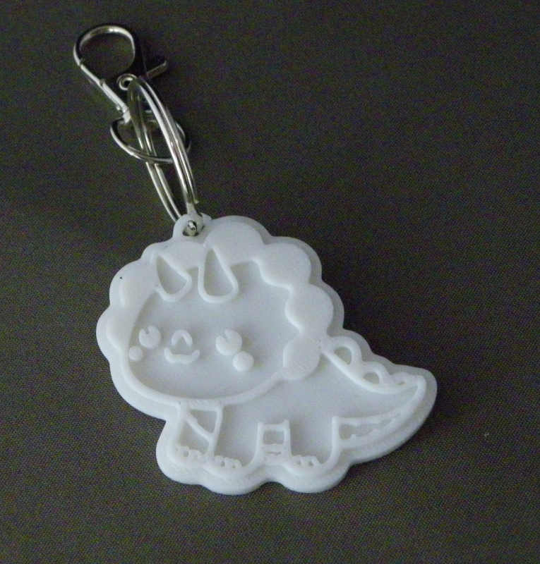(image for) 3D Prints - Triceratops Sleutelhanger 2 - Wit (White)