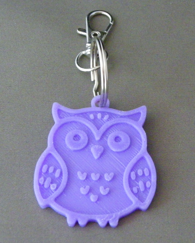 (image for) 3D Prints - Uil Sleutelhanger 3 - Paars (Purple)
