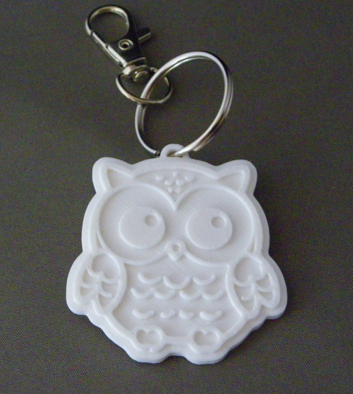 (image for) 3D Prints - Uil Sleutelhanger 4 - Wit (White)