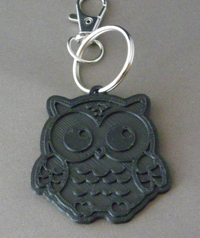 (image for) 3D Prints - Uil Sleutelhanger 4 - Zwart (Black)