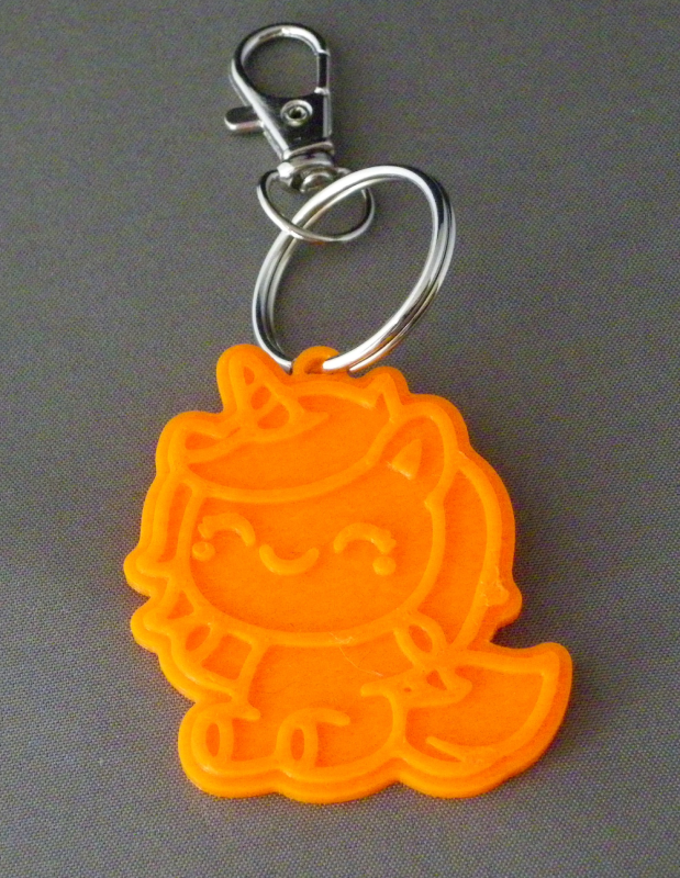 (image for) 3D Prints - Unicorn Sleutelhanger 2 - Zonnig Oranje (Sunny Orange)