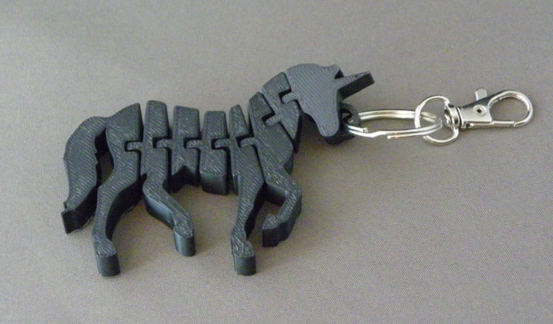 (image for) 3D Prints - Unicorn Sleutelhanger 4 - Zwart (Black)