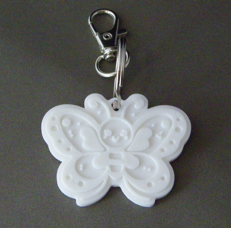 (image for) 3D Prints - Vlinder Sleutelhanger 1 - Wit (White)