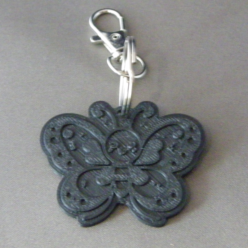 (image for) 3D Prints - Vlinder Sleutelhanger 1 - Zwart (Black)
