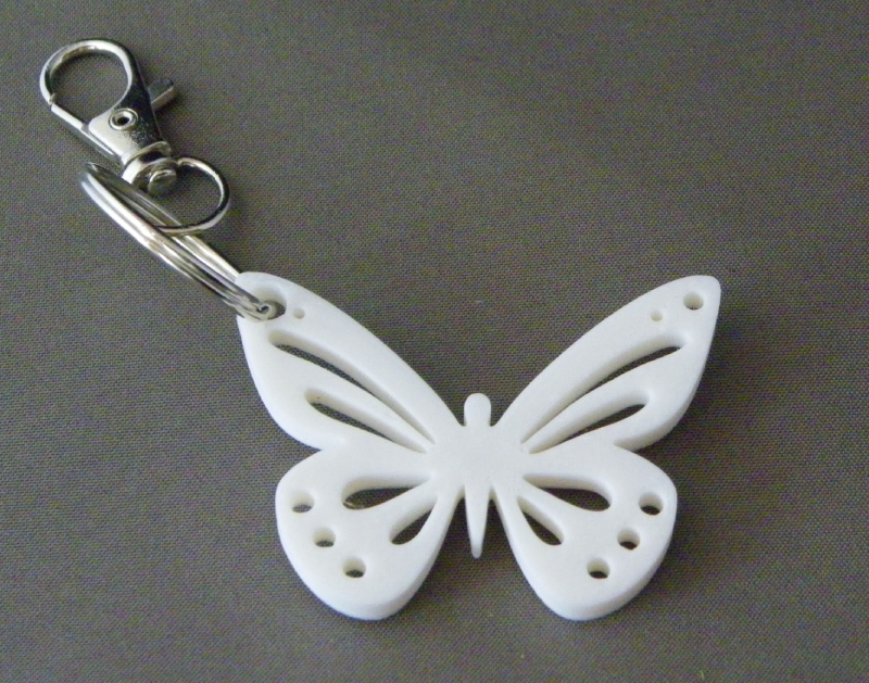 (image for) 3D Prints - Vlinder Sleutelhanger 2 - Wit (White)