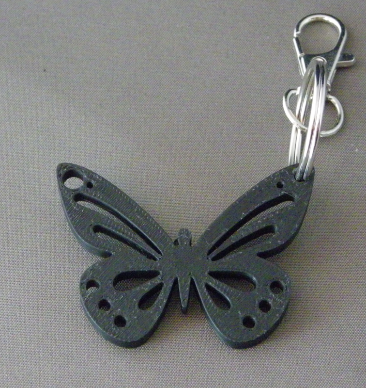 (image for) 3D Prints - Vlinder Sleutelhanger 2 - Zwart (Black)