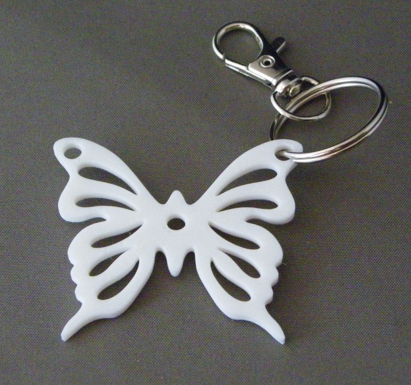 (image for) 3D Prints - Vlinder Sleutelhanger 3 - Wit (White)