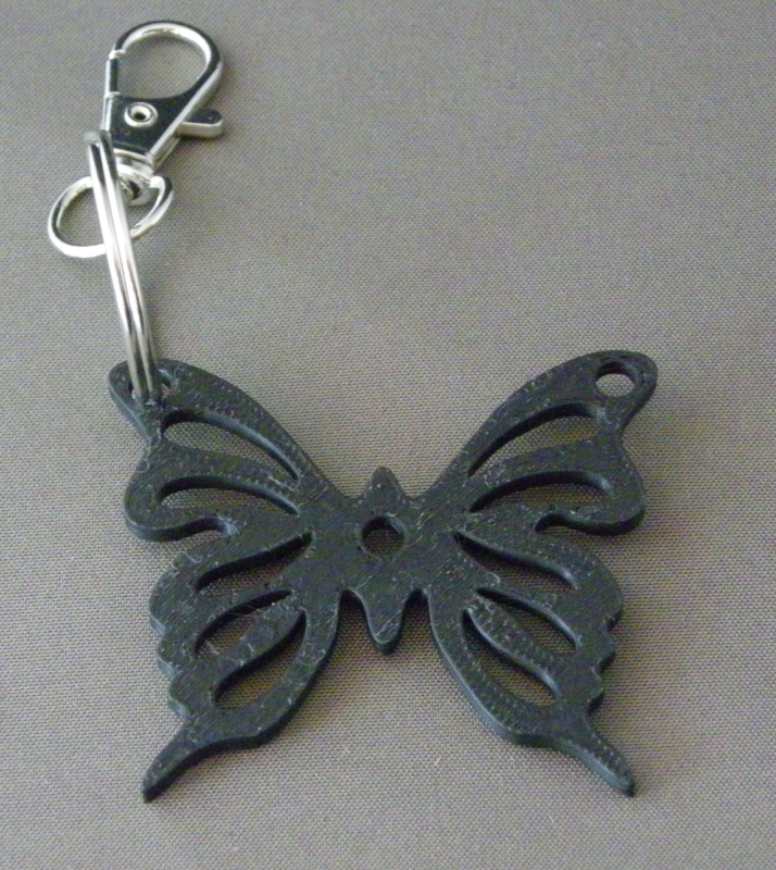 (image for) 3D Prints - Vlinder Sleutelhanger 3 - Zwart (Black)
