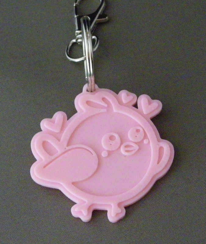 (image for) 3D Prints - Vogel Sleutelhanger 1 - Kersenroze (Sakura Pink)