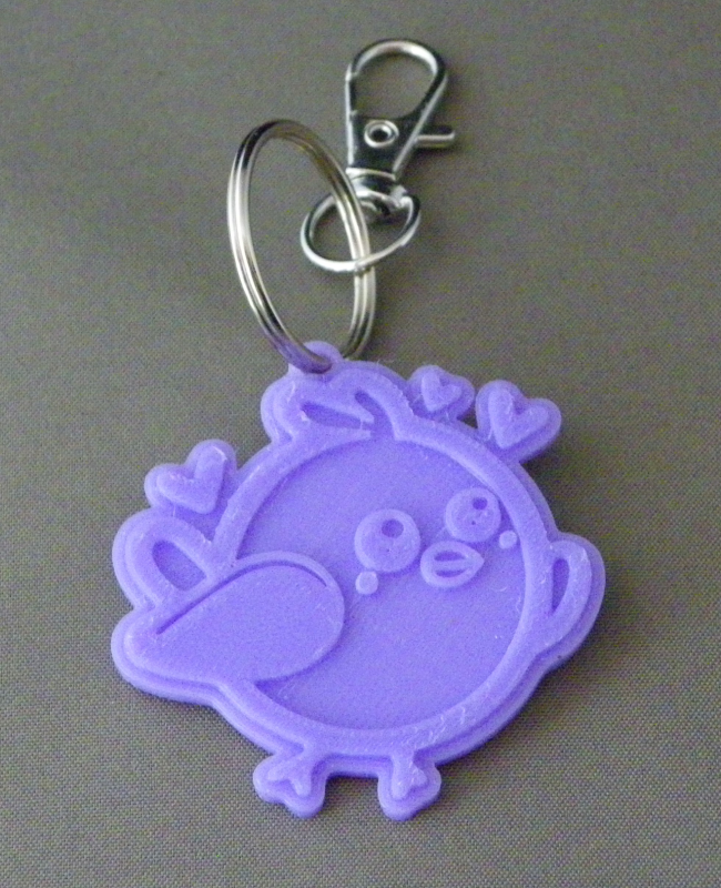 (image for) 3D Prints - Vogel Sleutelhanger 1 - Paars (Purple)