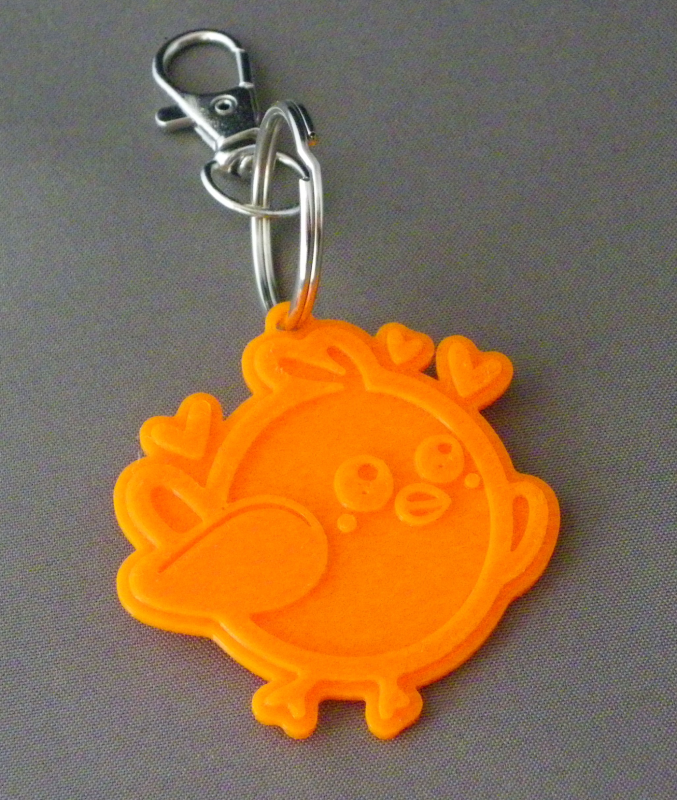 (image for) 3D Prints - Vogel Sleutelhanger 1 - Zonnig Oranje (Sunny Orange)