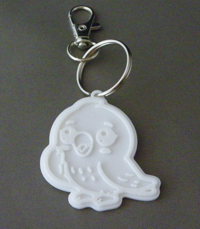 (image for) 3D Prints - Vogel Sleutelhanger 2 - Wit (White)