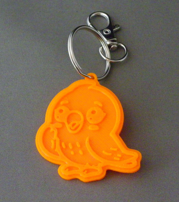 (image for) 3D Prints - Vogel Sleutelhanger 2 - Zonnig Oranje (Sunny Orange)