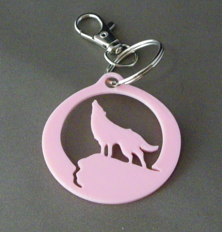 (image for) 3D Prints - Wolf Sleutelhanger 3 - Kersenroze (Sakura Pink)