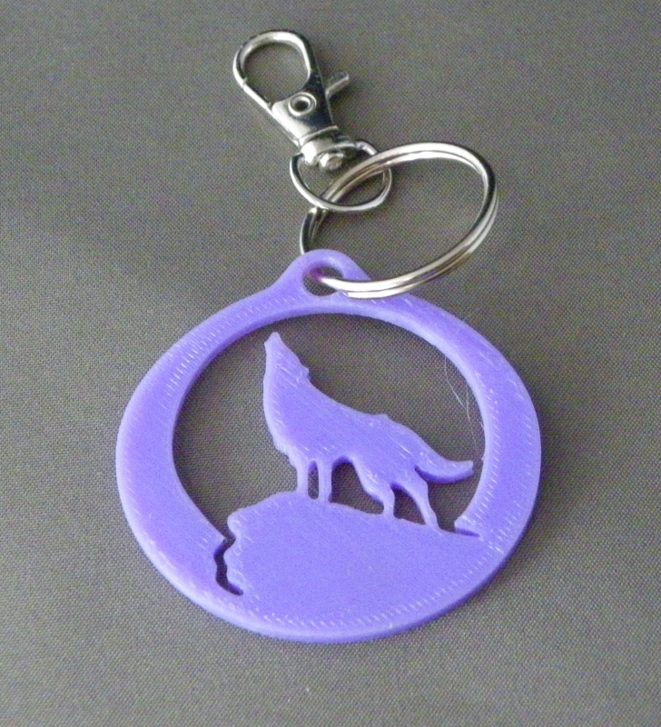 (image for) 3D Prints - Wolf Sleutelhanger 3 - Paars (Purple)