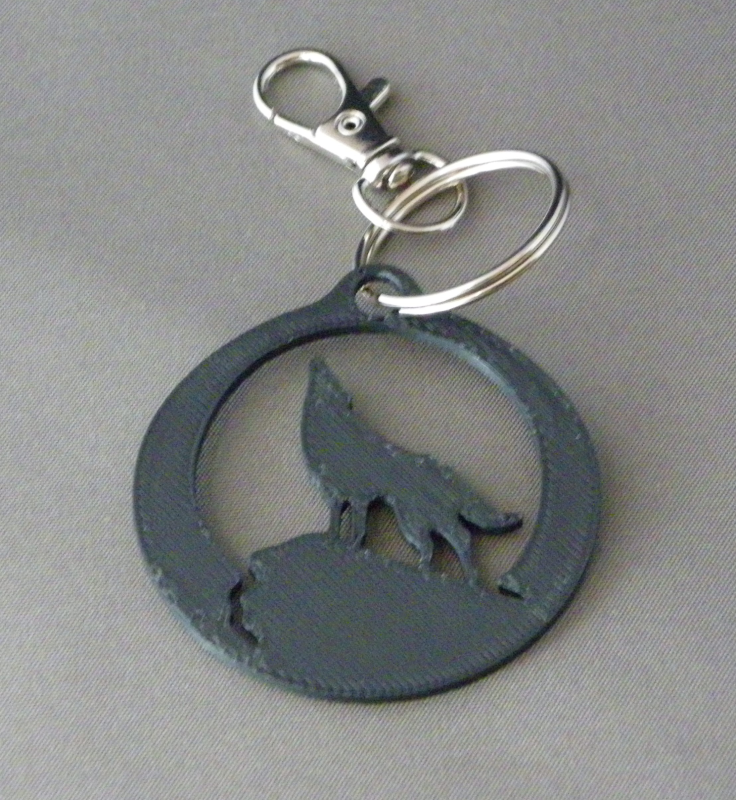 (image for) 3D Prints - Wolf Sleutelhanger 3 - Zwart (Black)