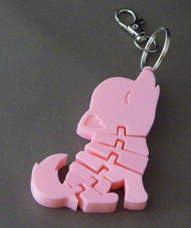 (image for) 3D Prints - Wolf Sleutelhanger 6 - Kersenroze (Sakura Pink)