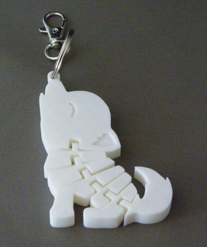(image for) 3D Prints - Wolf Sleutelhanger 6 - Wit (White)
