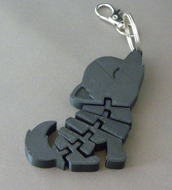 (image for) 3D Prints - Wolf Sleutelhanger 6 - Zwart (Black)