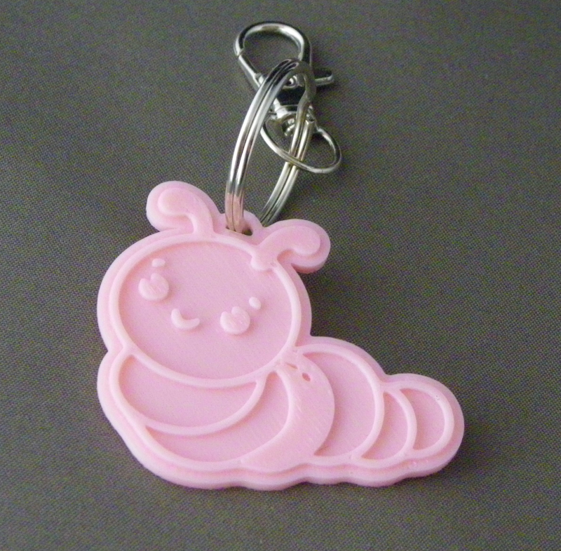 (image for) 3D Prints - Worm Sleutelhanger 1 - Kersenroze (Sakura Pink)