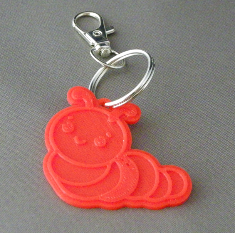 (image for) 3D Prints - Worm Sleutelhanger 1 - Rood (Rood)