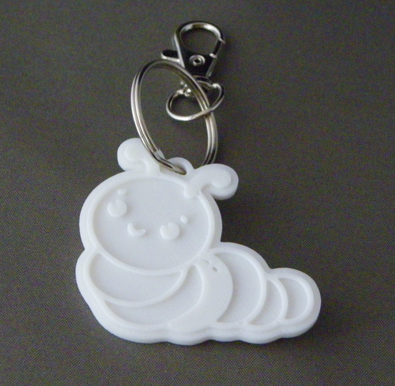 (image for) 3D Prints - Worm Sleutelhanger 1 - Wit (White)