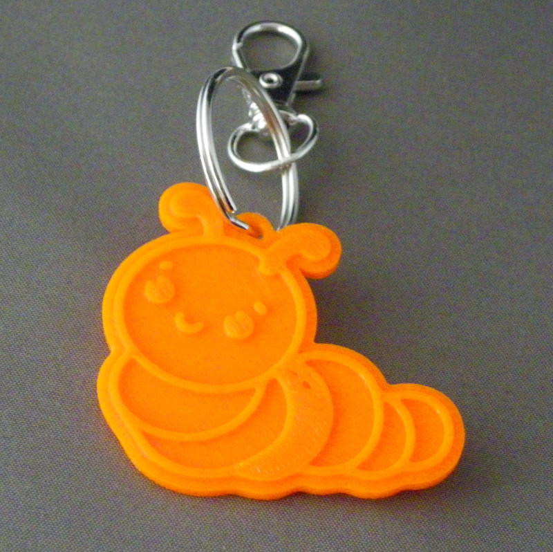 (image for) 3D Prints - Worm Sleutelhanger 1 - Zonnig Oranje (Sunny Orange)