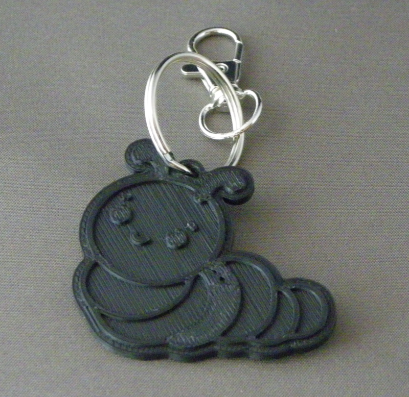 (image for) 3D Prints - Worm Sleutelhanger 1 - Zwart (Black)