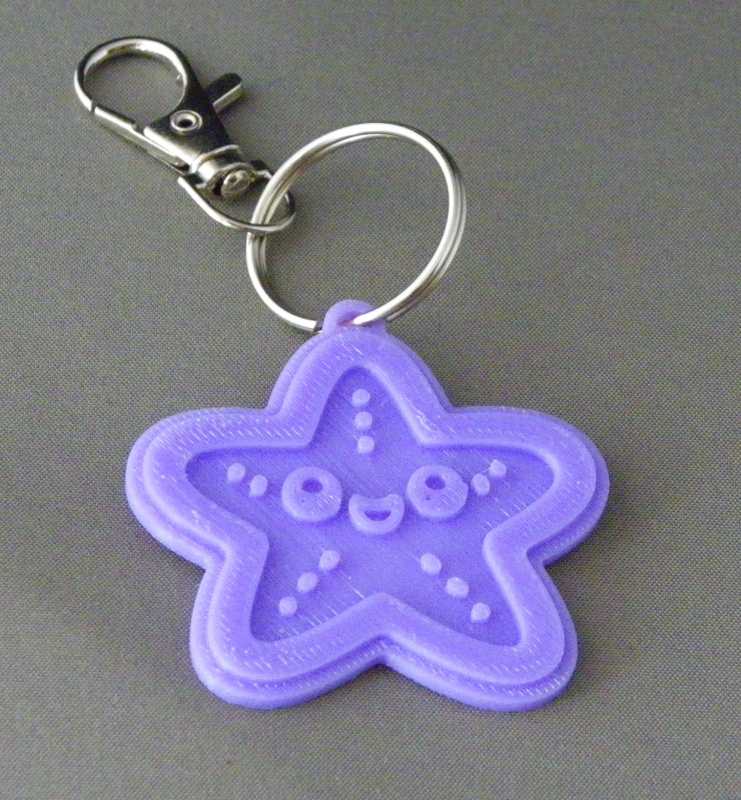 (image for) 3D Prints - Zeester Sleutelhanger 1 - Paars (Purple)