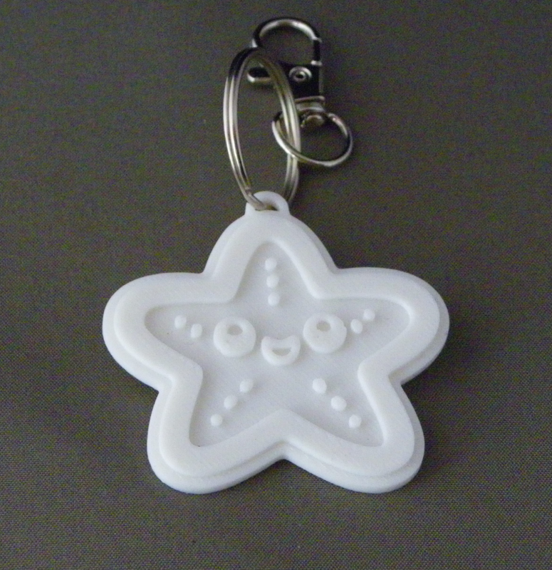 (image for) 3D Prints - Zeester Sleutelhanger 1 - Wit (White)