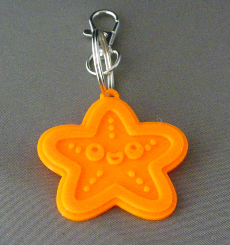 (image for) 3D Prints - Zeester Sleutelhanger 1 - Zonnig Oranje (Sunny Orange)