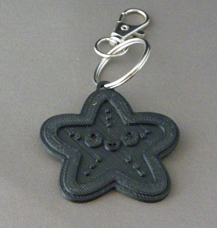 (image for) 3D Prints - Zeester Sleutelhanger 1 - Zwart (Black)