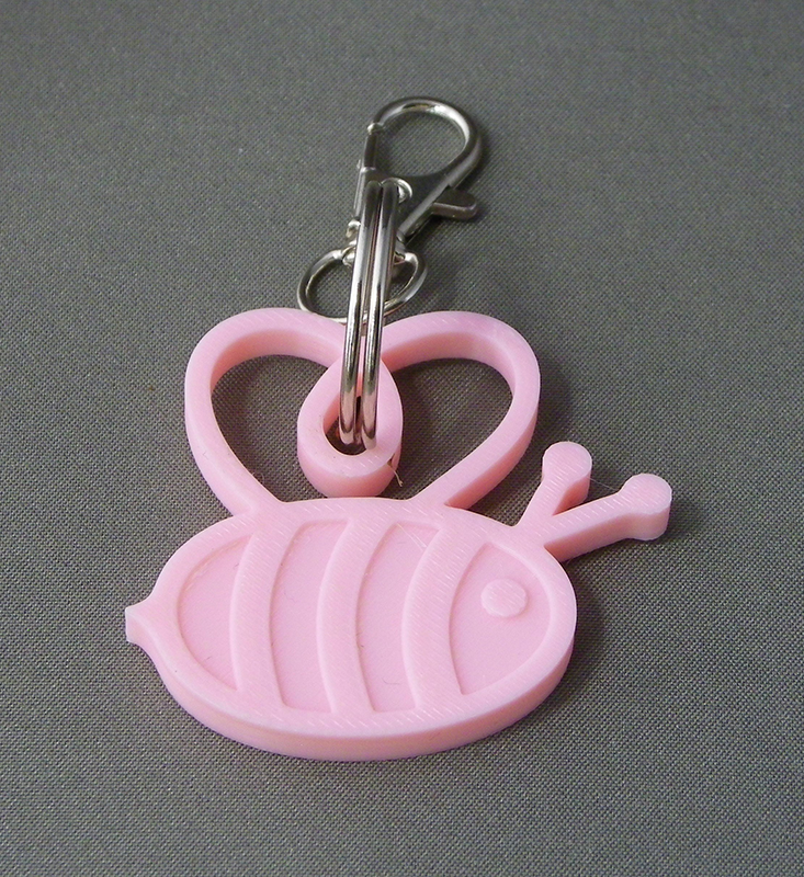 (image for) 3D Prints - Bij Sleutelhanger 1 - Kersenroze (Sakura Pink)