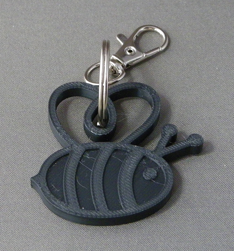 (image for) 3D Prints - Bij Sleutelhanger 1 - Zwart (Black)