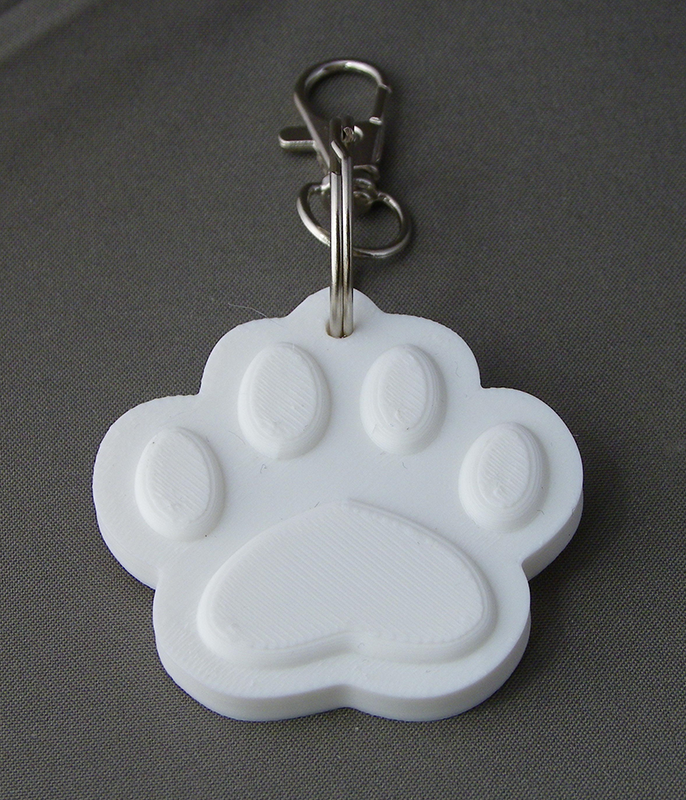 (image for) 3D Prints - Dierenpoot Sleutelhanger 2 - Wit (White)