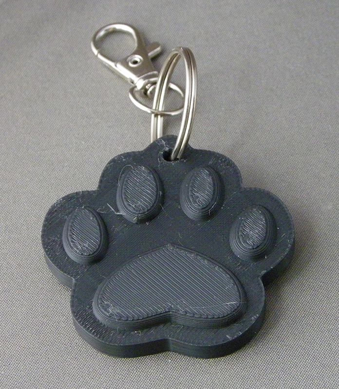 (image for) 3D Prints - Dierenpoot Sleutelhanger 2 - Zwart (Black)