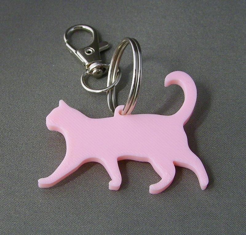 (image for) 3D Prints - Kat Sleutelhanger 1 - Kersenroze (Sakura Pink)
