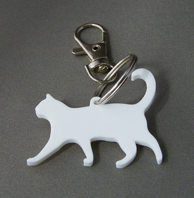(image for) 3D Prints - Kat Sleutelhanger 1 - Wit (White)