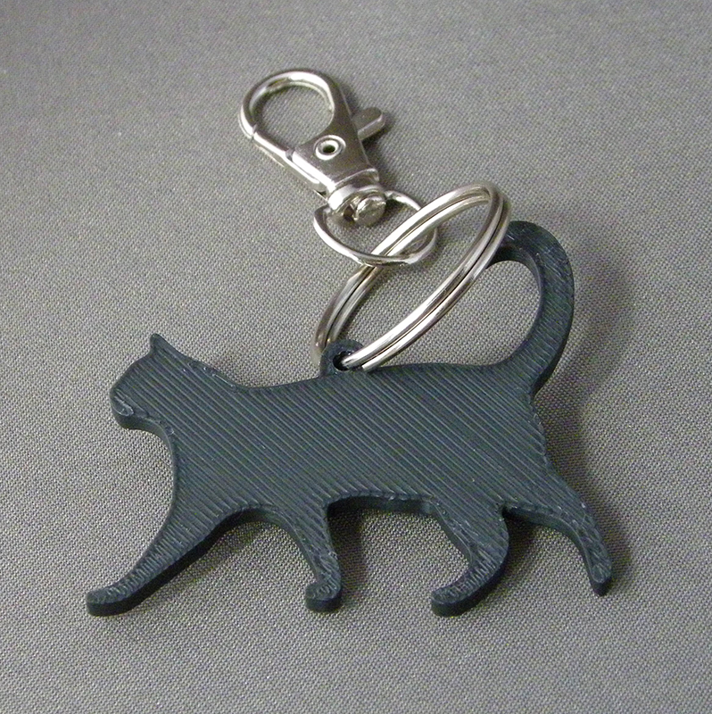 (image for) 3D Prints - Kat Sleutelhanger 1 - Zwart (Black)