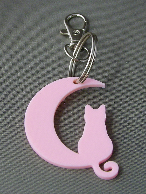 (image for) 3D Prints - Kat Sleutelhanger 2 - Kersenroze (Sakura Pink)