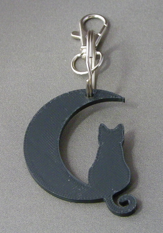 (image for) 3D Prints - Kat Sleutelhanger 2 - Zwart (Black)