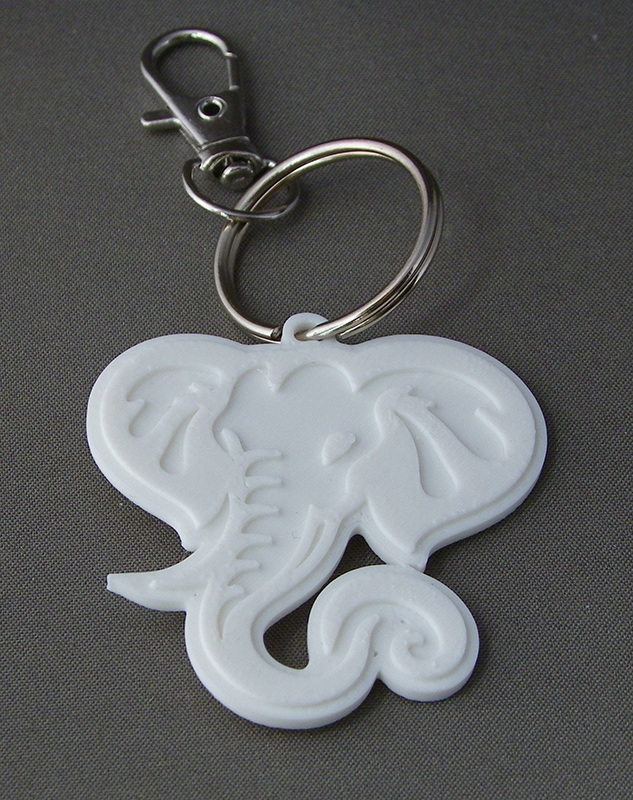 (image for) 3D Prints - Olifant Sleutelhanger 1 - Wit (White)