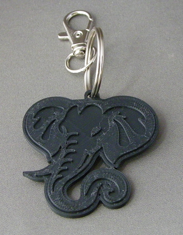 (image for) 3D Prints - Olifant Sleutelhanger 1 - Zwart (Black)