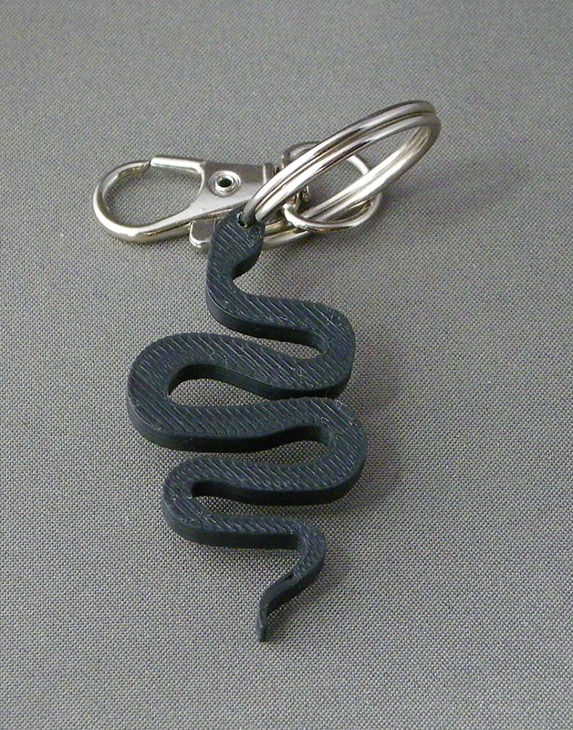 (image for) 3D Prints - Slang Sleutelhanger 1 - Zwart (Black)