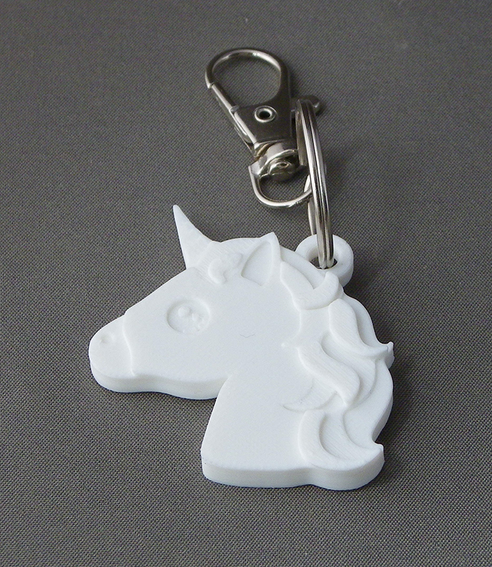 (image for) 3D Prints - Unicorn Sleutelhanger 1 - Wit (White)