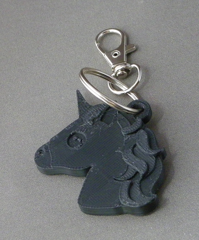(image for) 3D Prints - Unicorn Sleutelhanger 1 - Zwart (Black)